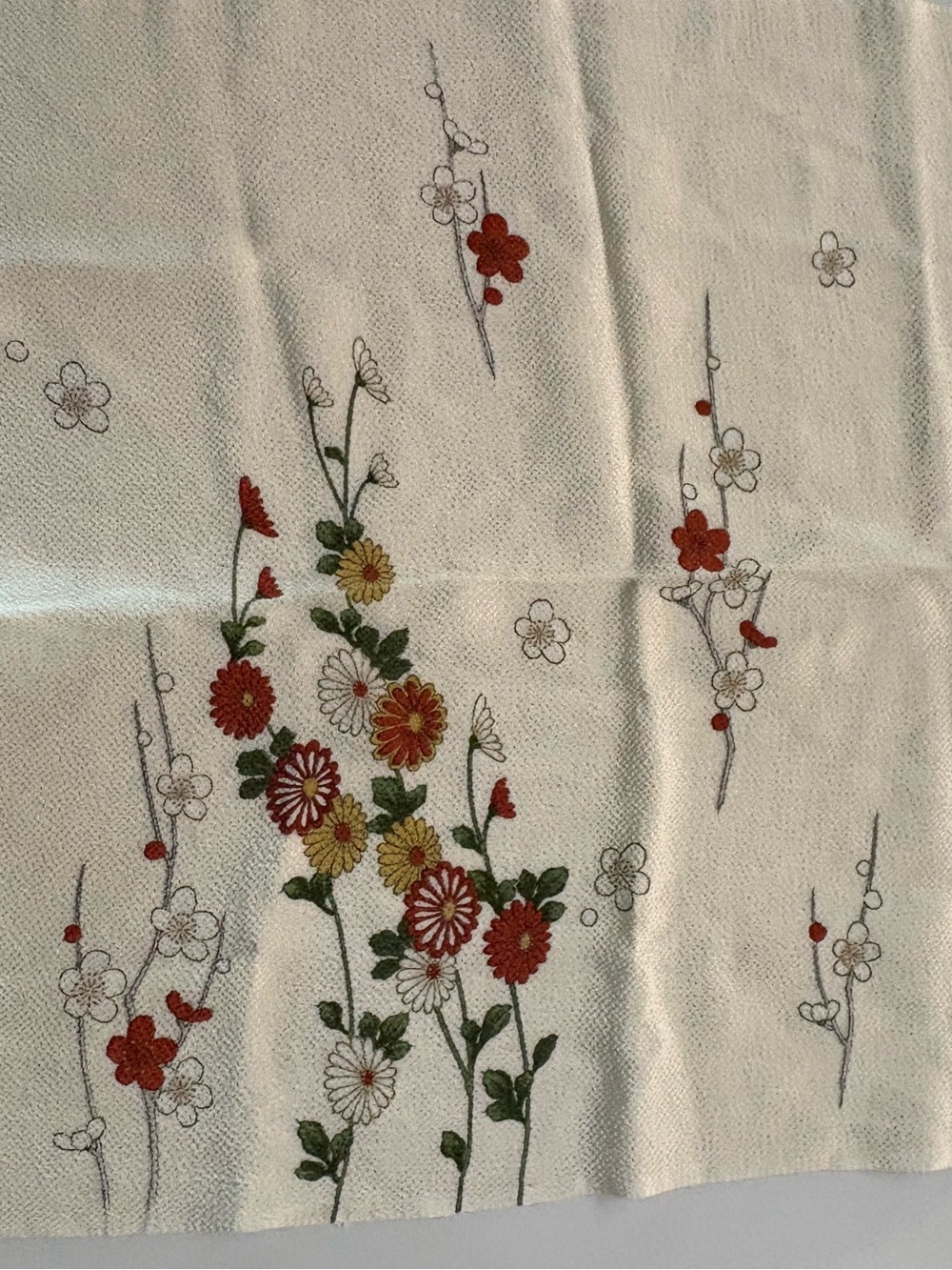 Unbranded Textured Cream & Multicolor Floral Design Scarf, see photos